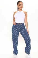 Half Moon Non Stretch Wide Leg Jeans - Dark Wash Ins Street